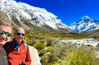 Hooker Valley Track snow capped mountain views